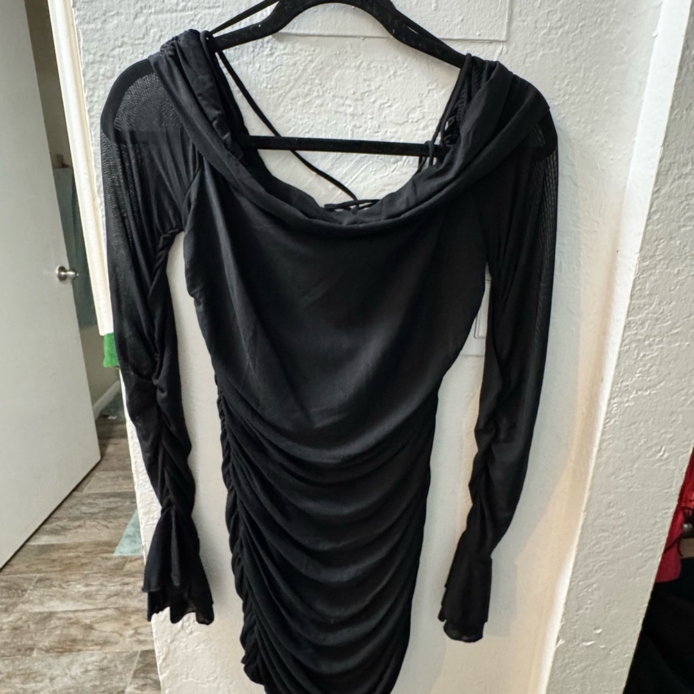 Elegant Black Ruched Dress